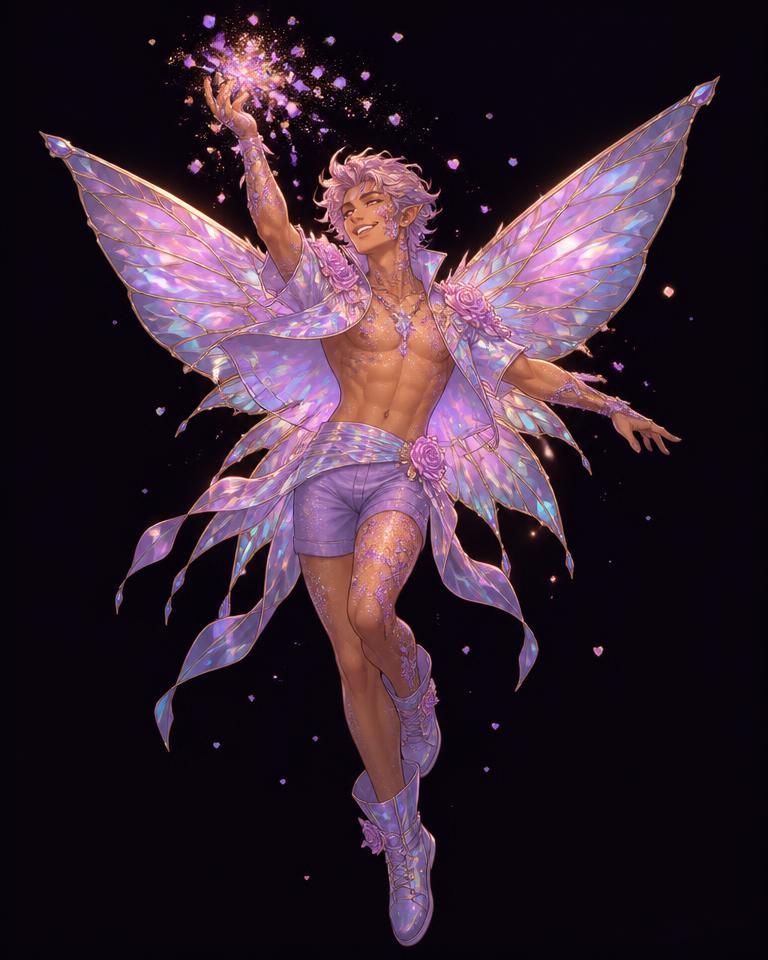 Dream Fairy archetype character in UV festival body paint