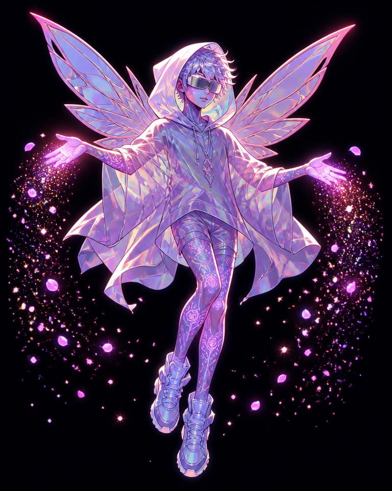 Dream Fairy festival archetype character in UV festival body paint