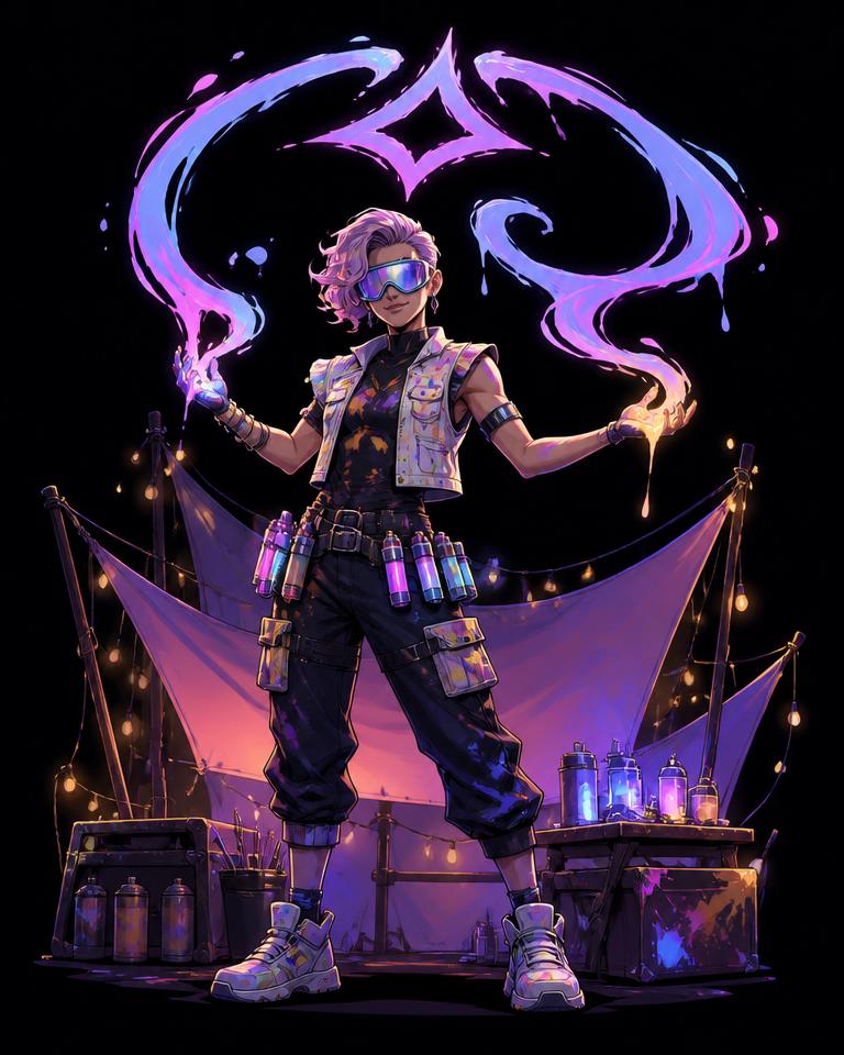 Lightforger festival archetype character in UV festival body paint