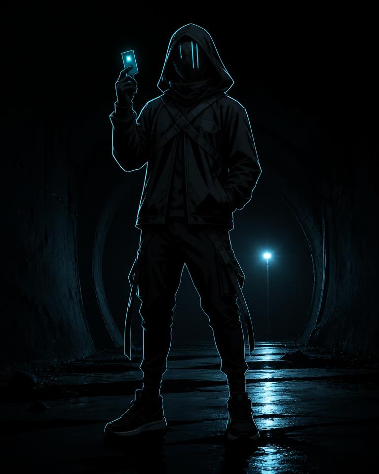Shadow Runner festival archetype character in UV festival body paint